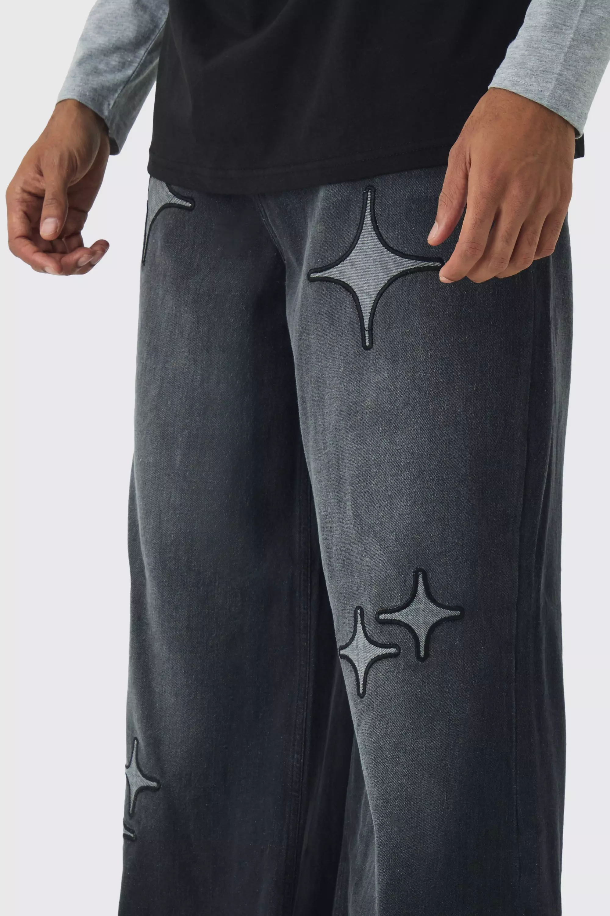 【WAIKEI】Star Applique Denim Pants MUSINSA | WAI KEI Star Applique Denim Pants Black